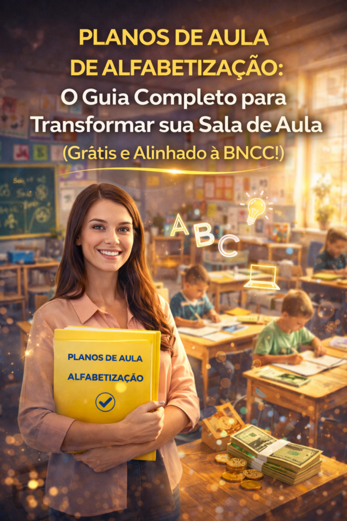 Professora e planos de aula alfabetização